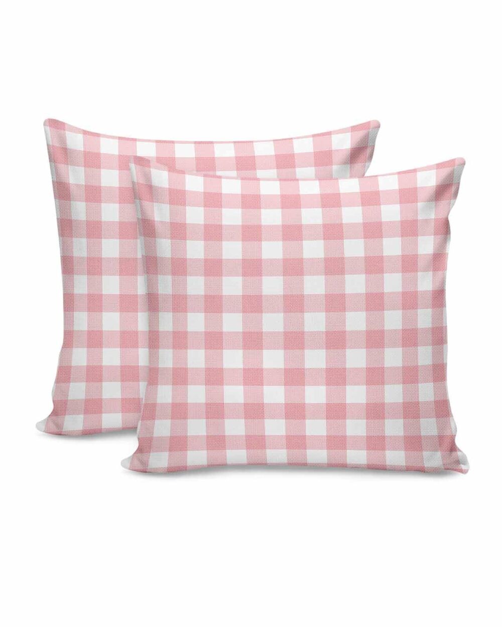 6342 2 Packs Decorative Cotton Throw Pillow Covers, Pink Gingham Buffalo